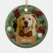 Décoration En Céramique Dog Name Photo Holiday Christmas Wreath (Devant)