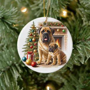 Décoration En Céramique Dogue allemand Mastiff Noël