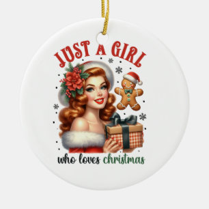 Décoration En Céramique Don De Noël Juste Une Fille Qui Aime Noël