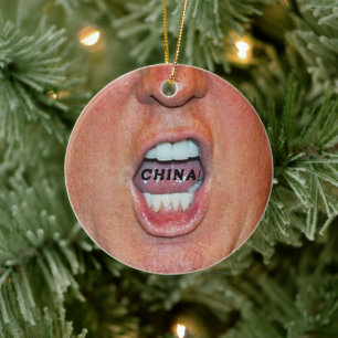 Décoration En Céramique Donald Trump hurle "Chine"