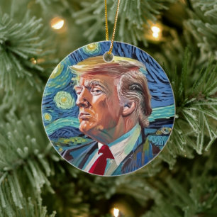Décoration En Céramique Donald Trump Starry Night Van Gogh Art Style 2024