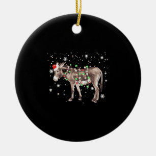 Décoration En Céramique Donkey Christmas Color Lights Noël Noël Chapeau de