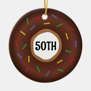 DÉCORATION EN CÉRAMIQUE DONUT ORNAMENT 50E ANNIVERSAIRE OU ANNIVERSAIRE