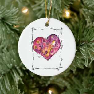 Décoration En Céramique Doodle de coeur mignon et capricieux