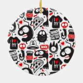 Décoration En Céramique Doodles Whimsical Black et Red Monster (Dos)