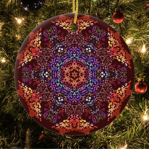 Décoration En Céramique Dot Mandala Bleu orange et violet
