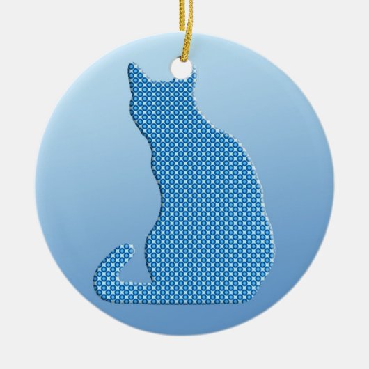 Décoration En Céramique Dotty Chat - tons bleu (Devant)