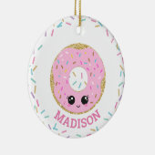 Décoration En Céramique Doughnut de beigne rose mignonne avec nom (Droite)