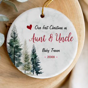 Décoration En Céramique Doux Cœur Rouge Premier Noël Tante Oncle