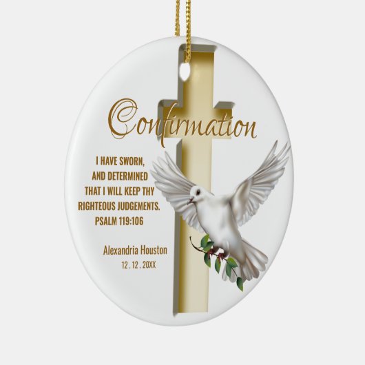 Décoration En Céramique Dove Cross Confirmation Scripture Verse (Droite)