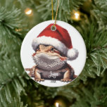 Décoration En Céramique Dragon à seins mignons et chapeau de Santa<br><div class="desc">Ce magnifique design de Noël montre un barbe à sucre portant un casquette Père Noël.</div>