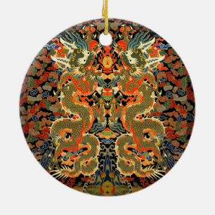 Décoration En Céramique Dragon asiatique chinois d'art coloré