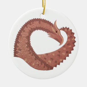Décoration En Céramique Dragon cardiaque Brown en blanc