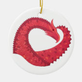 Décoration En Céramique Dragon de coeur rouge en blanc (Devant)