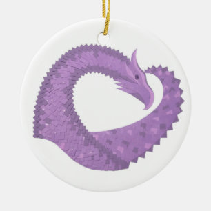 Décoration En Céramique Dragon de coeur violet de lavande blanc