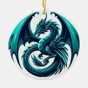 Décoration En Céramique Dragon turquoise