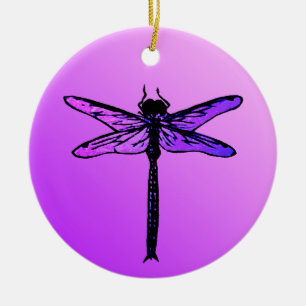 Décoration En Céramique Dragonfly japonaise vintage, Amethyst violet