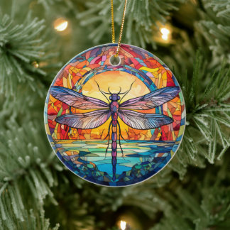 Décoration En Céramique Dragonfly Verre tendu Céramique Décor Arbre