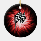 Décoration En Céramique Drapeau À damiers ; rouge (Dos)