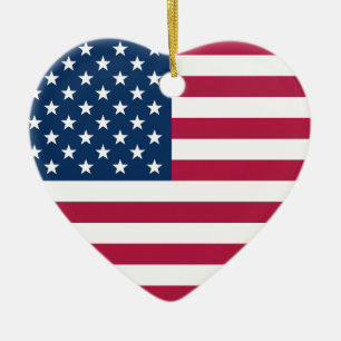 Décoration En Céramique Drapeau américain Coeur patriotique