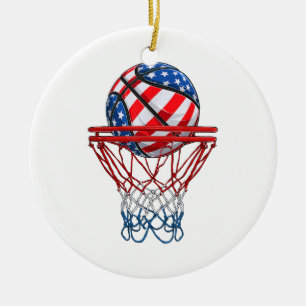 Décoration En Céramique Drapeau américain de basket-ball 4 juillet américa