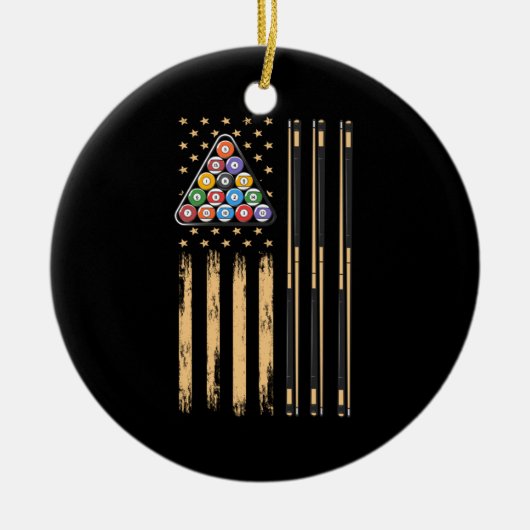 Décoration En Céramique Drapeau américain du joueur de pool (Devant)