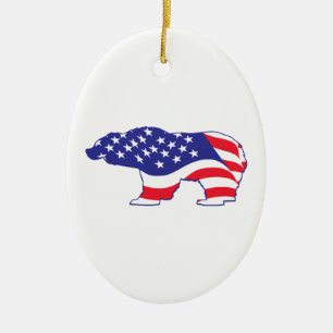 Décoration En Céramique Drapeau américain grizzli