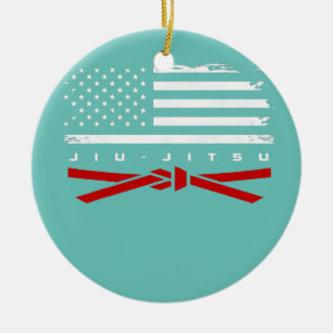 Décoration En Céramique Drapeau américain Jiu Jitsu Apparel Ceinture rouge