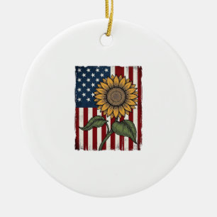 Décoration En Céramique Drapeau américain tournesol vintage