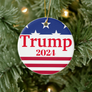 Décoration En Céramique Drapeau américain Trump 2024 étoiles et rayures