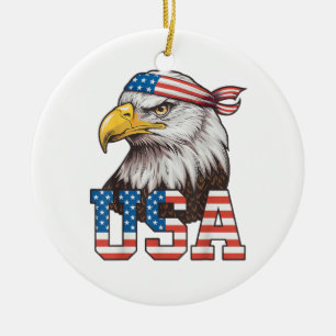 Décoration En Céramique Drapeau américain USA Hommes Femmes Enfants Aigle