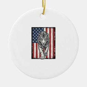 Décoration En Céramique Drapeau américain vintage gravé Tigre Design patri