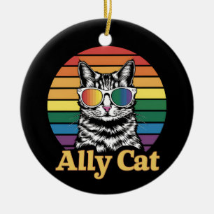 Décoration En Céramique Drapeau arc-en-ciel LGBT de chat allié Cadeau LGBT
