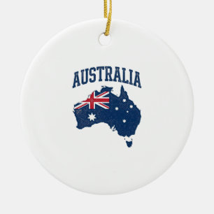 Décoration En Céramique Drapeau Australie Carte Graphique Vintage en Détre