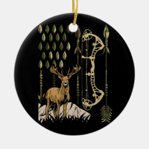 Décoration En Céramique Drapeau Camo Américain Bowhuning Bow Archery Deer