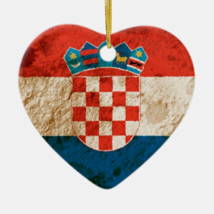 Décoration En Céramique Drapeau croate rocailleux