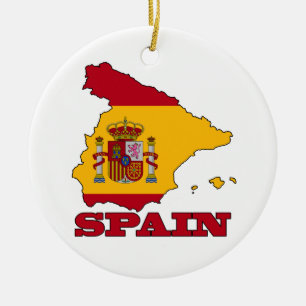 Décoration En Céramique Drapeau dans la carte de l'Espagne