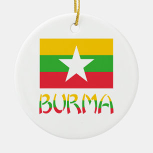 Décoration En Céramique Drapeau de la Birmanie et du Myanmar