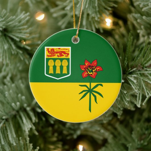 Décoration En Céramique Drapeau de la Saskatchewan (CANADA) (Arbre)