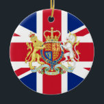 Décoration En Céramique Drapeau de l'Union britannique et crête royale<br><div class="desc">Royal Crest et Union Flag du Royaume-Uni de Grande-Bretagne et d'Irlande du Nord.</div>