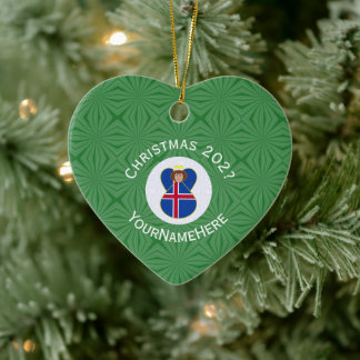 Décoration En Céramique Drapeau de Noël d'ange islandais personnalisé