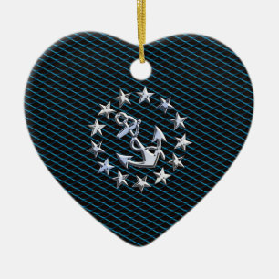 Décoration En Céramique Drapeau de yacht de style Chrome Bleu sur impressi