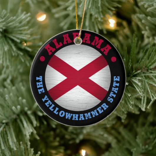 DÉCORATION EN CÉRAMIQUE DRAPEAU D'ÉTAT D'ALABAMA (Arbre)
