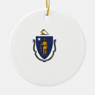 Décoration En Céramique Drapeau d'État du Massachusetts