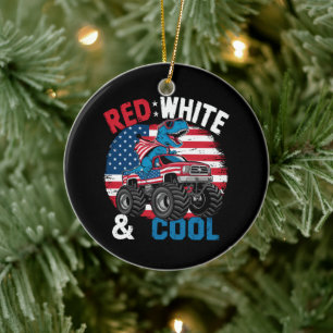 Décoration En Céramique Drapeau du 4 juillet dinosaure Monster Truck Dino 