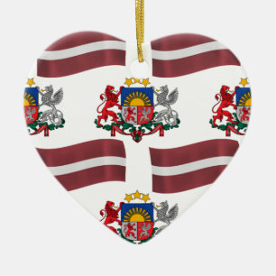 Décoration En Céramique Drapeau et crête de la Lettonie