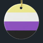 Décoration En Céramique Drapeau Non-Binaire<br><div class="desc">Drapeau Non-Binaire,  non-Binaire,  non binaire,  enby,  nonbinary,  fierté,  drapeau,  agender,  genderless,  genre,  pangender,  bigender</div>