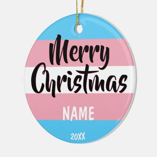 Décoration En Céramique Drapeau transgenre Noël personnalisé (Gauche)