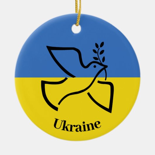 Décoration En Céramique Drapeau ukrainien Dove de Paix (Devant)