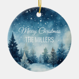 Décoration En Céramique Dreamy neige aquarelle paysage hiver